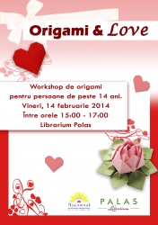Atelier de origami, pe 14 februarie, la Librarium Palas